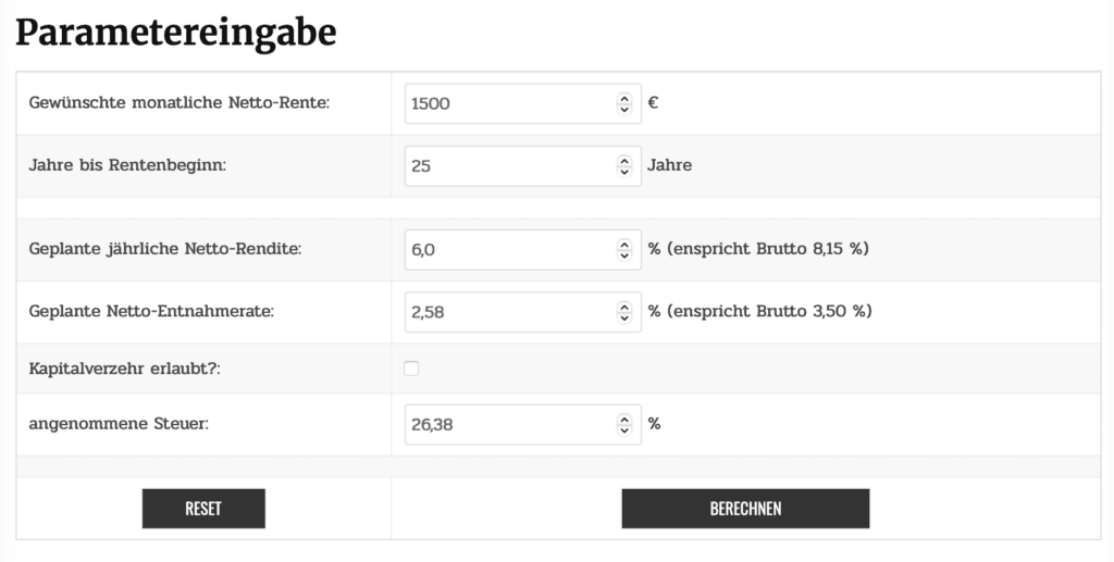 Parametereingabe